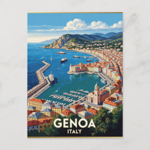 Genoa Italy Harbor Travel Scene ⚓ Postcard
