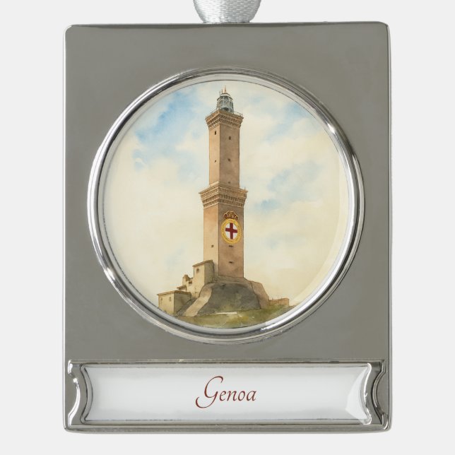 Genoa, Italy Travel Art Watercolor Ornament (Front)