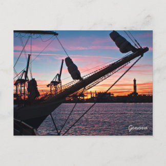 Genoa port postcard