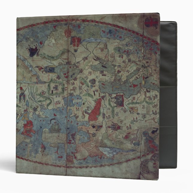 Genoese world map, designed by Toscanelli 3 Ring Binder (Front/Inside)