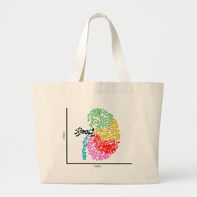 Genomics Single Cell Kidney & I Heart scRNAseq Large Tote Bag (Front)