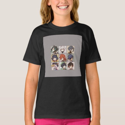 Genshin Impact Characters Chibi Assemble  Chiffon  T_Shirt