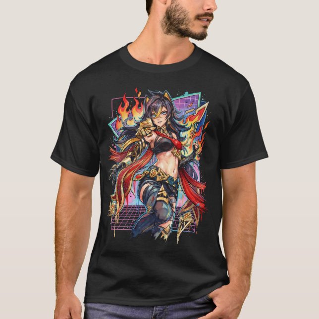 Genshin Impact Dehya Vaporwave Aesthetic T-Shirt (Front)