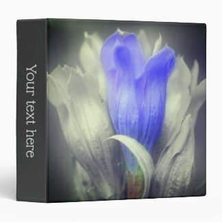 Gentian Flower Black White Partial Personalized  3 Ring Binder