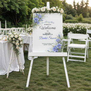 Gentiana Something Blue Bridal Shower Welcome Foam Board