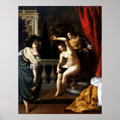 Gentileschi _ Bathsheba At Her Bath 1645 Poster