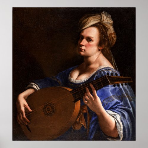 Gentileschi _ Self_Portrait As A Lute Player Poster