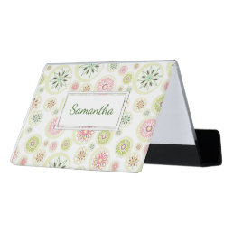 Gentle Abstract Flowers Seamless Pattern Desk Business Card Holder