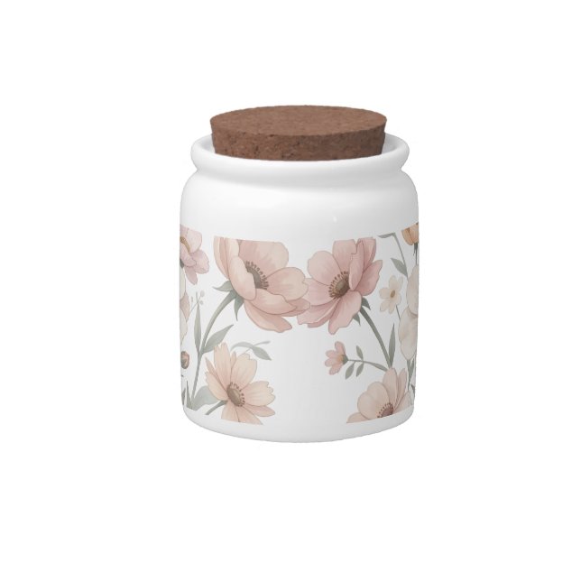 Gentle Anemone Bouquet Watercolor Softness Candy Jar (Front)