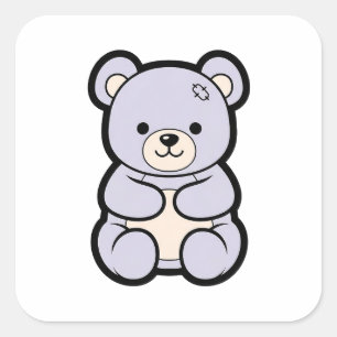 Gentle Bear – Cute Kawaii Animal Illustration Square Sticker