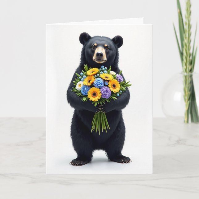 Gentle Bear Floral Mothers Day Card (Front)