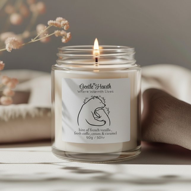 Gentle Bear Hug Custom Candle Label Sticker (Creator Uploaded)