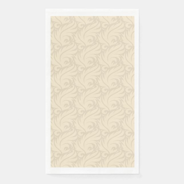 Gentle beige floral pattern paper guest towels (Front)