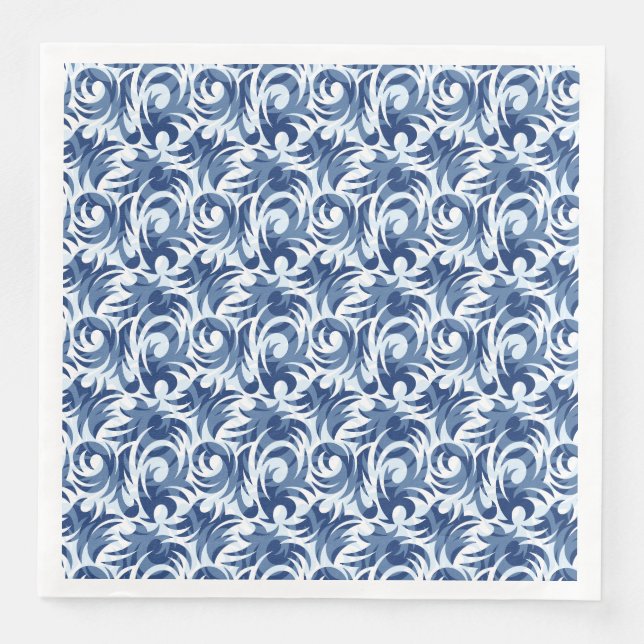 Gentle blue floral pattern paper dinner napkins (Front)