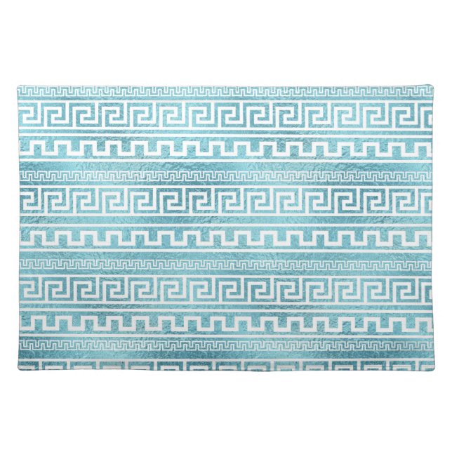 Gentle Blue Greek Meander Pattern on glass Placemat (Front)