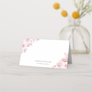 Gentle Blush Pink Elegant Wedding Engagement Place Card