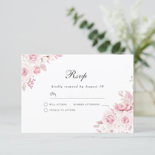 Gentle Blush Pink Wedding or any event RSVP Card