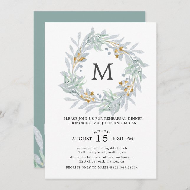 Gentle Botanics  Rehearsal Dinner Invitation (Front/Back)