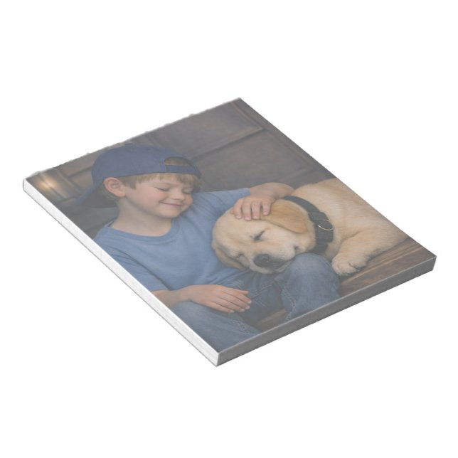 Gentle Boy and Sleeping Dog – Warm Moments Notepad (Angled)