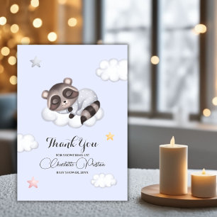 Gentle Boy Raccoon Baby Shower Thank You Card