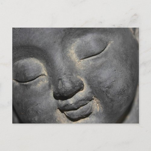 Gentle Buddha Face Stone Sculpture Postcard