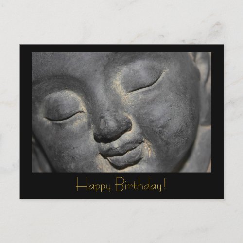 Gentle Buddha Face Stone Sculpture Postcard