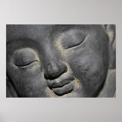 Gentle Buddha Face Stone Sculpture Poster