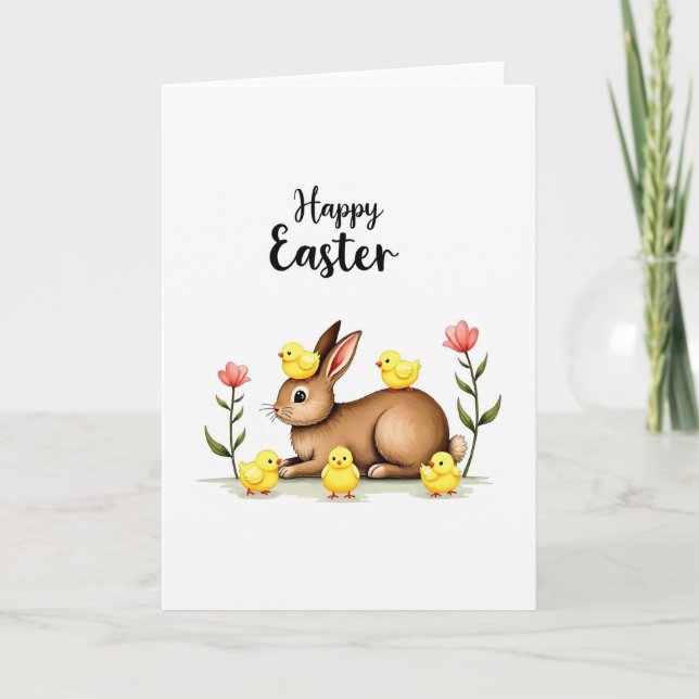 Gentle Bunny Friends Spring Card (Front)