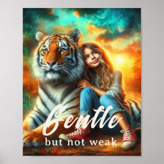 Gentle but Not Weak – Inspirational Tiger Canvas  Poster