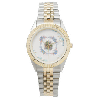 Gentle Calm, Soft Blue Floral Mandala Watch