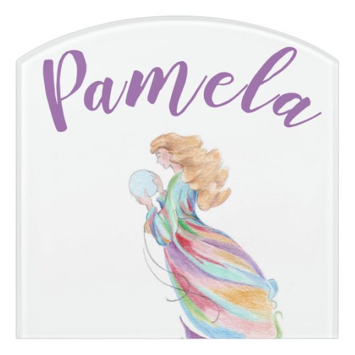 Gentle Colorful Lady with a Crystal Ball  Door Sig Door Sign