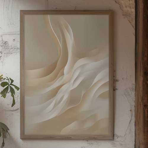 Gentle Currents  Beige Abstract Art Poster