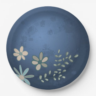 gentle cute flowers with a branch paper plates