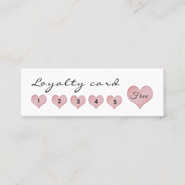 Gentle cute pink hearts calligraphy bokeh glitter loyalty card (Front)