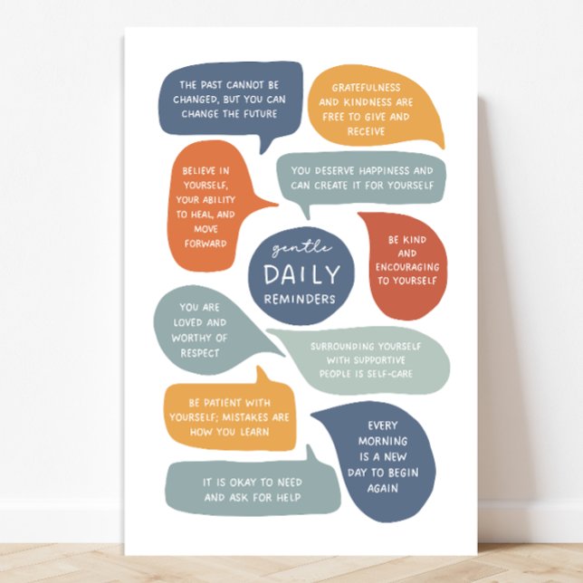 Gentle Daily Reminders Social Emotional Learning Poster (Daily reminders are a great way to encourage self-care and mental health, reminders.)