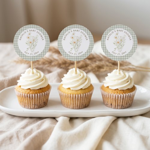 Gentle Daisy Petal Floral Baby Shower Favor Topper Classic Round Sticker