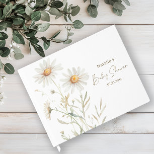 Gentle Daisy Petals Floral Baby Shower Foil Guest Book