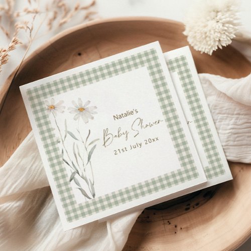 Gentle Daisy Petals Floral Baby Shower Napkins