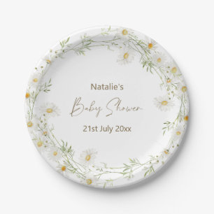Gentle Daisy Petals Floral Baby Shower Party Paper Plates