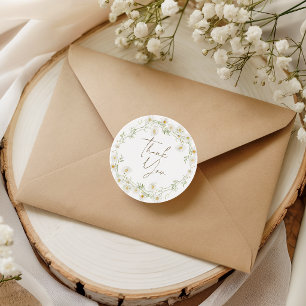 Gentle Daisy Petals Floral Baby Shower Thank You Classic Round Sticker