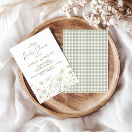 Gentle Daisy Petals Floral Girl Baby Shower Invitation