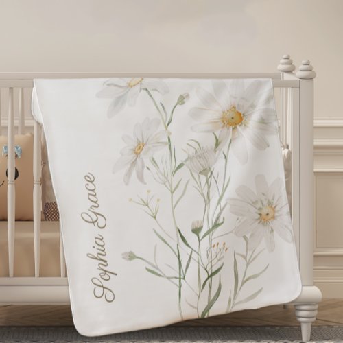 Gentle Daisy Petals Floral New Baby Shower Nursery Blanket