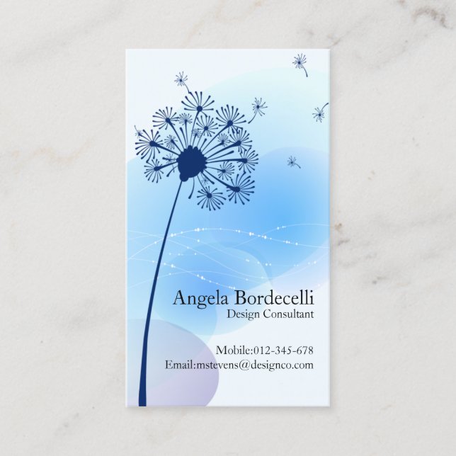 Gentle Dandelion Flower Floral Nature Business Card (Front)
