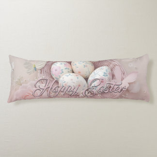 Gentle Easter Joy with Floral Motif Body Pillow