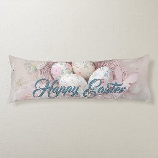 Gentle Easter Joy with Floral Motif Body Pillow