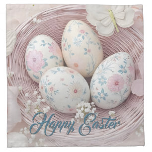 Gentle Easter Joy with Floral Motif Cloth Napkin