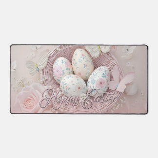 Gentle Easter Joy with Floral Motif Desk Mat