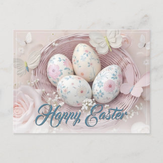 Gentle Easter Joy with Floral Motif Holiday Postcard