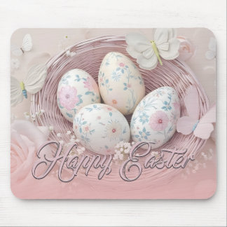 Gentle Easter Joy with Floral Motif Mouse Pad