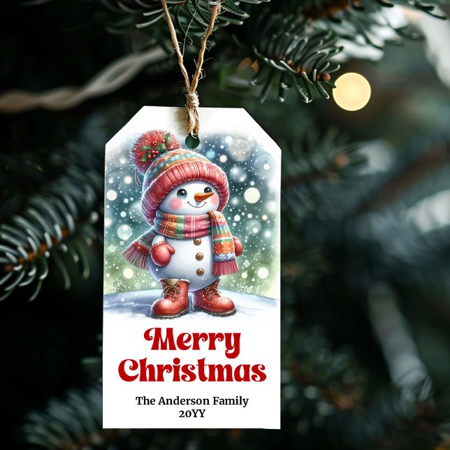 Gentle Editable Christmas Snowman Kids Gift Tag   (Gentle Editable Christmas Snowman Kids Gift Tag Personalized)